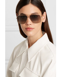 Givenchy Oversized Aviator Style Gold Tone Sunglasses