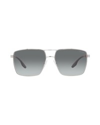 Prada Linea Rossa Prada 59mm Rectangular Sunglasses In Silvergrey Gradient At Nordstrom