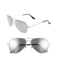 Ray-Ban Aviator Flat Metal Sunglasses Silver Green Mirror None
