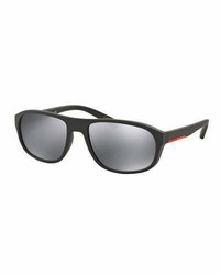 Prada Rectangular Nylon Sunglasses Gray