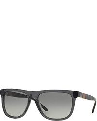Burberry Rectangular Sunglasses With Check Gray