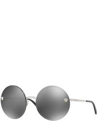 Versace Rimless Round Mirrored Sunglasses Gray