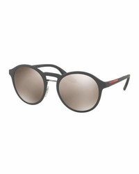 Prada Linea Rossa Round Double Bridge Sunglasses Gray