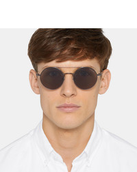 Moncler Round Frame Gunmetal Tone Sunglasses