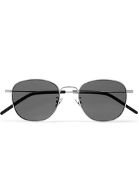 Saint Laurent Round Frame Silver Tone Sunglasses