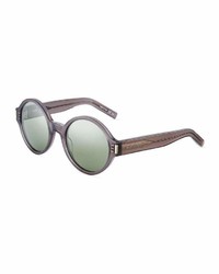 Saint Laurent Round Plastic Sunglasses Gray