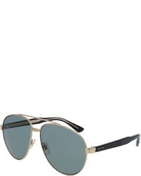Gucci Runway Metal Aviator Sunglasses Goldblack