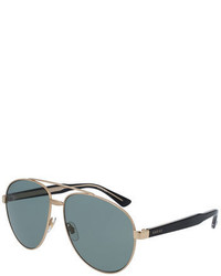 Gucci Runway Metal Aviator Sunglasses Goldblack