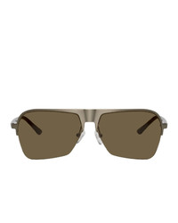 Dries Van Noten Silver And Grey Linda Farrow Edition 192 C3 Aviator Sunglasses