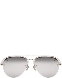 Linda Farrow Luxe Silver Aviator Sunglasses