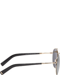 Tom Ford Silver Dark Grey Aviator Sunglasses