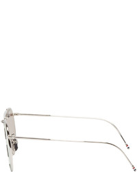 Thom Browne Silver Mirrored Aviator Sunglasses