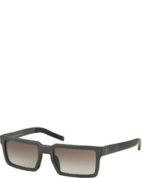 Prada Thick Rim Rectangular Aluminum Sunglasses Gray