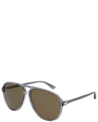 Gucci Translucent Acetate Aviator Sunglasses Gray