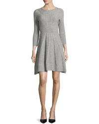 Neiman Marcus Cashmere 34 Sleeve Sweater Dress Heather Gray