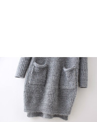 Dip Hem Grey Sweater Dress With Pockets