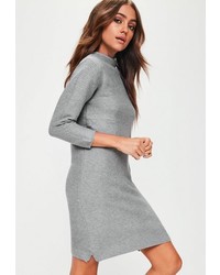 Missguided Grey Rib Sweater Dress