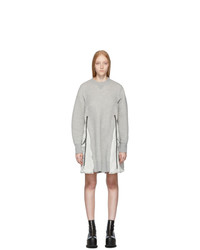 Sacai Grey Spongy Sweatshirt Dress