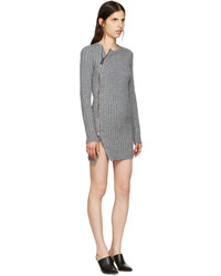 Dsquared2 Grey Wool Zip Sweater Dress