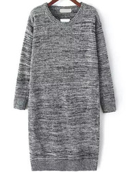 Long Sleeve Straight Khaki Sweater Dress