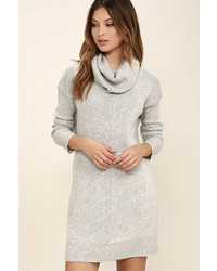 LuLu*s Tea Reader Light Grey Sweater Dress