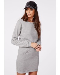 Missguided Aida Loopback Sweater Dress Grey Marl