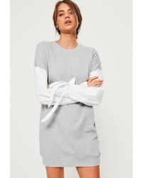 Missguided Grey Bow Sleeve Sweater Dress