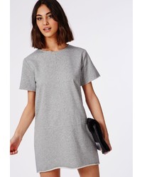 Missguided Oversized Brushback Sweater Dress Grey