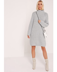 Missguided Oversized Mini Sweater Dress Grey