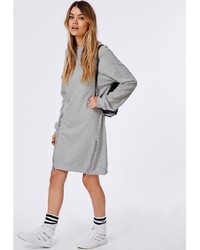 Missguided Zip Side Loopback Jersey Oversized Sweater Dress Grey