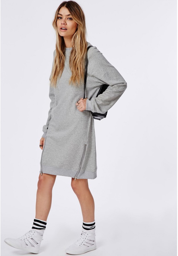 Missguided Zip Side Loopback Jersey Oversized Sweater Dress Grey, $50 ...