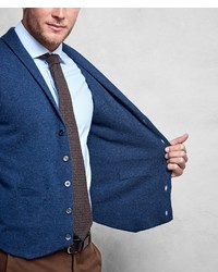 Brooks Brothers Golden Fleece 3 D Knit Cashmere Shawl Collar Sweater Vest