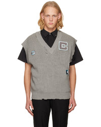 C2h4 Gray Distressed Vest