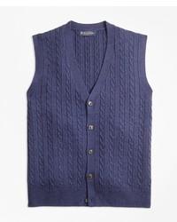 Brooks Brothers Merino Wool Cable Button Front Vest