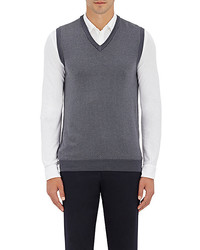 Incotex Mixed Stitch Wool Blend Vest Grey