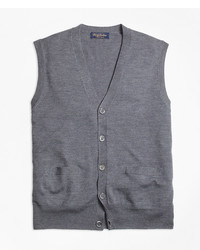 Brooks Brothers Saxxon Wool Button Front Sweater Vest