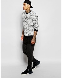 Asos Brand Quilted Sweatshirt With Marble Print