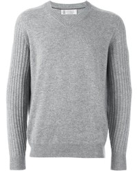 Brunello Cucinelli Cashmere Ribbed Sleeves Sweater