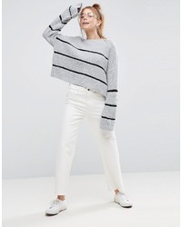 Asos Chunky Sweater With Contast Ladder Stitch