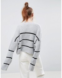Asos Chunky Sweater With Contast Ladder Stitch