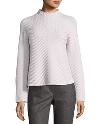 Armani Collezioni Diagonal Stitch Mock Neck Wool Cashmere Sweater