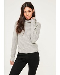 Missguided Grey Cozy High Neck Sweater