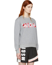MSGM Grey Embroidered Logo Pullover
