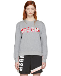 MSGM Grey Embroidered Logo Pullover