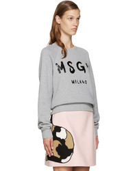 MSGM Grey Painted Logo Sweatshirt