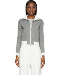 3.1 Phillip Lim Grey White French Terry Trapunto Sweater