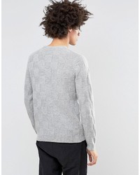 Asos Lambswool Rich Sweater With All Over Texture In Gray