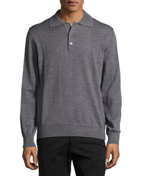 Robert Talbott Long Sleeve Polo Sweater Graphite
