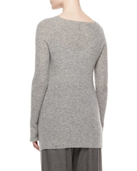 The Row Long Sleeve Ribbed Cashmeresilk Sweater