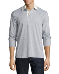 Tom Ford Melange Rugby Pullover Gray